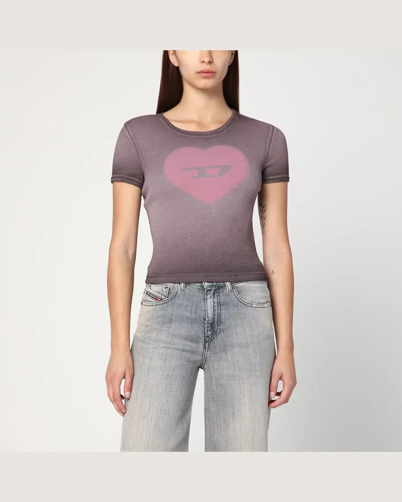 Diesel T-Ele T-Shirt in verwaschenem Violett Stretch-Baumwolle Violett