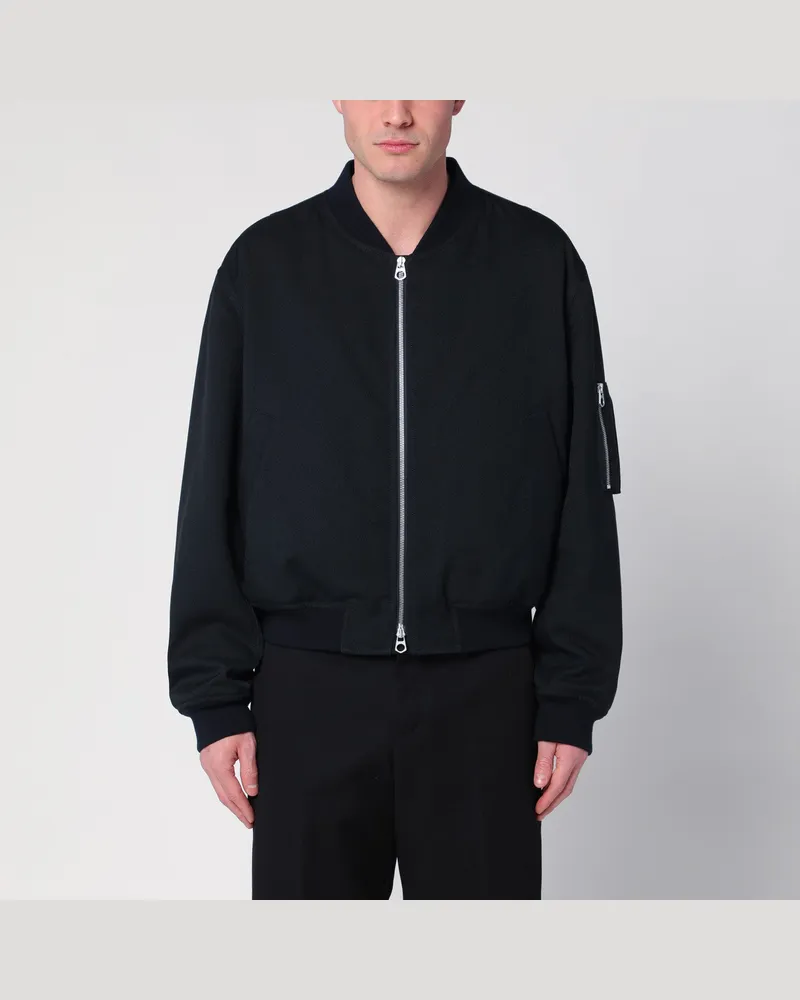 Jil Sander Dunkelblaue Bomberjacke mit Reißverschluss 