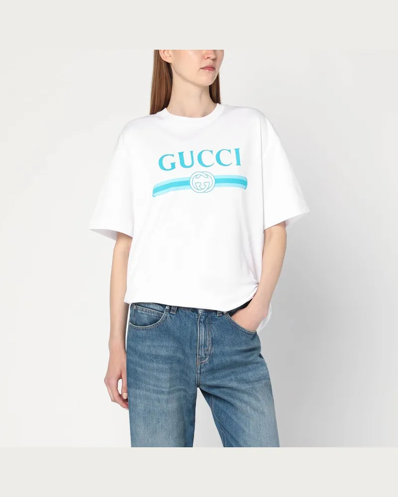 Gucci Weißes T-Shirt mit Logodruck Weiß