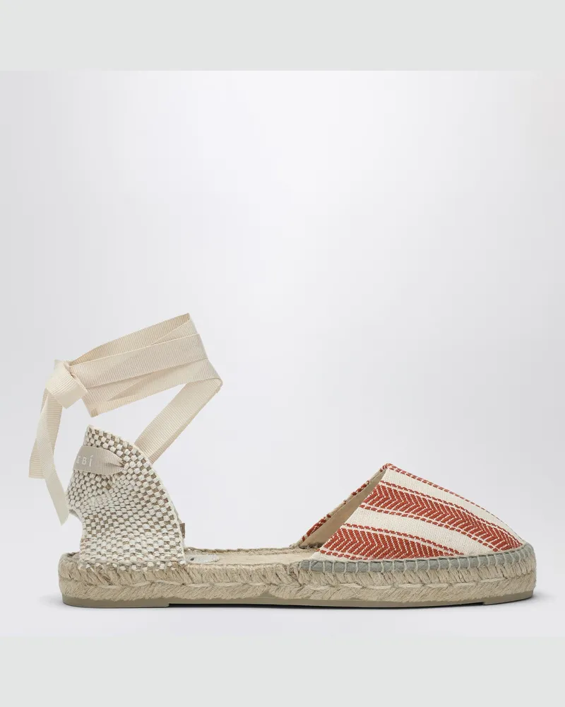 Manebí Flache gestreifte Espadrillas elfenbein/terrakotta 