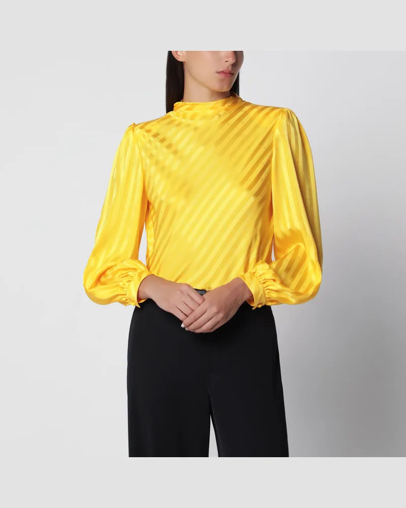 Valentino Garavani Top VLogo in Bright Narciso aus Seide Yellow
