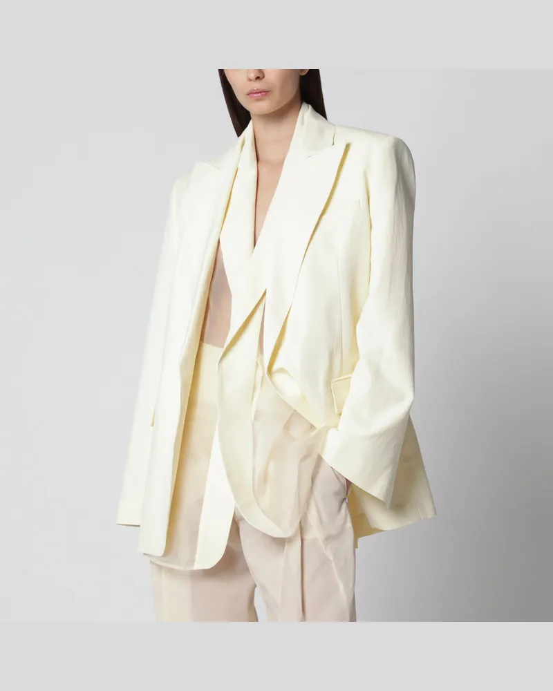 SPORTMAX Blazer mit Doppelkragen aus Viskosemix in Gelb Yellow