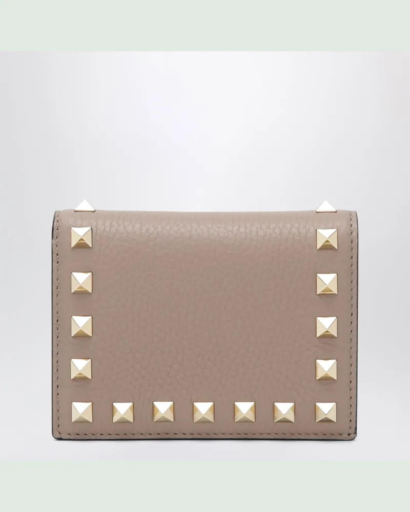 Valentino Garavani Rockstud Geldbörse aus puderfarbenem Leder Pink