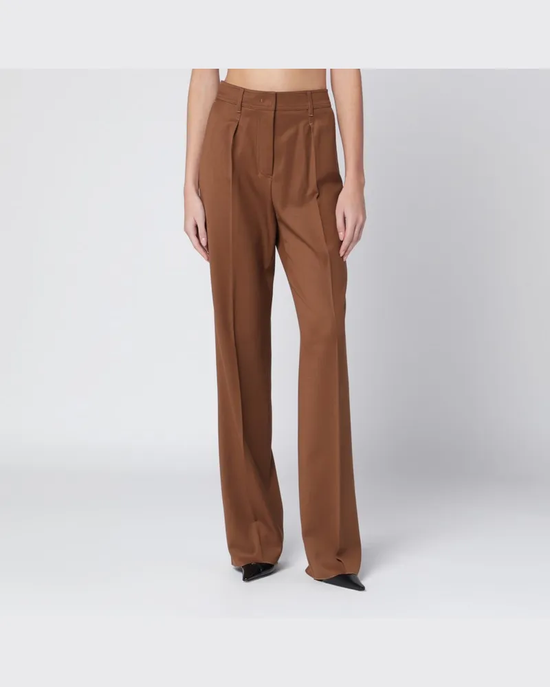 Max Mara Braune Hose aus Wollgabardine Braun