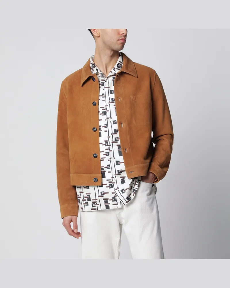 AMI Paris Ami de Coeur Wildlederjacke in Karamellfarbe Brown