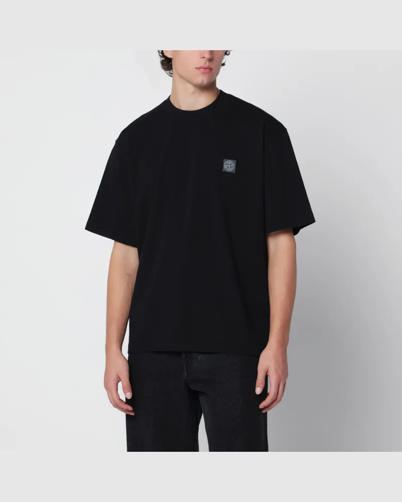 Stone Island Kurzarm-T-Shirt in Schwarz aus Baumwolljersey Black