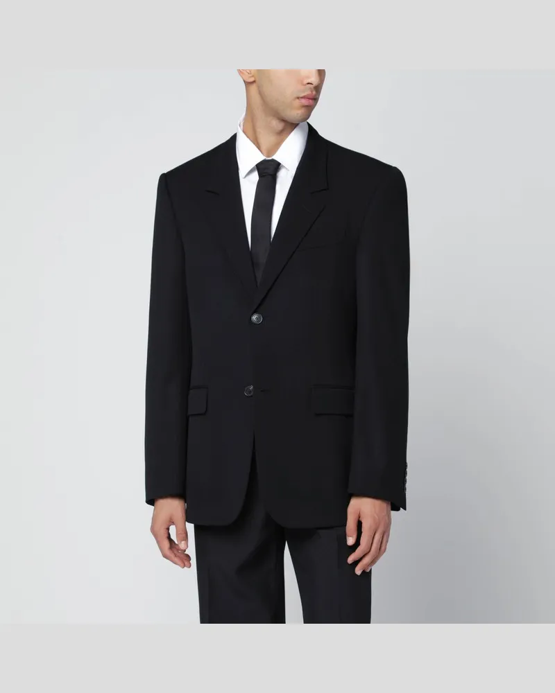 Balenciaga Schwarzes einreihiges Wolljackett Schwarz