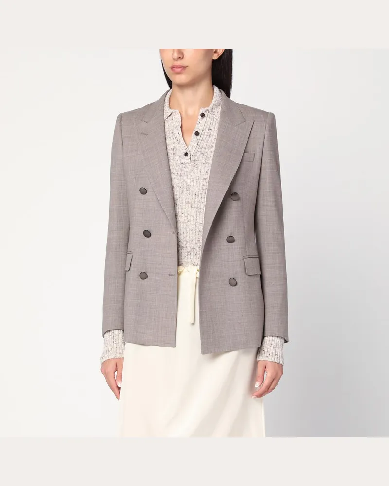 Tagliatore Beigefarbene doppelreihige Jacke aus Wollmischung Beige