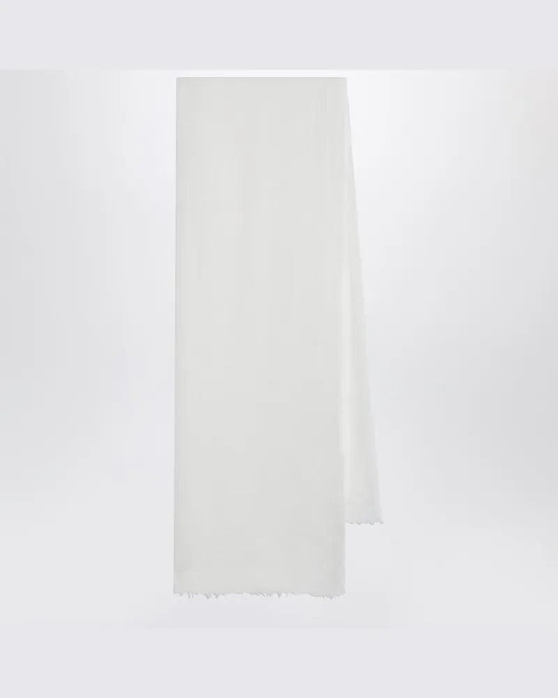 Destin Weißer Schal aus Seiden-Kaschmir-Mix Weiß