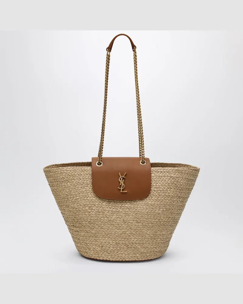Saint Laurent Korbtasche Manon aus Raffia in Maple Sugar/Brick Beige