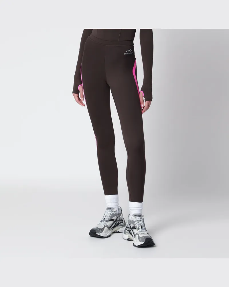 Balenciaga Techwear Leggings aus Funktionsstoff in Khaki/Neonrosa Brown