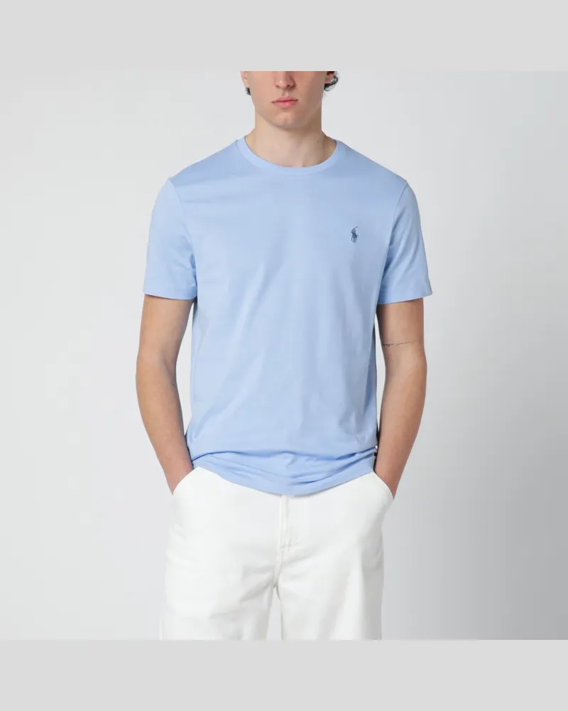 Ralph Lauren Hellblaues Custom Slim-Fit T-Shirt aus Baumwolle 