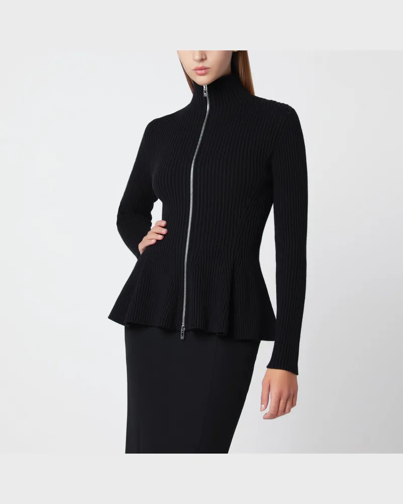 Alaïa Schwarzer Cardigan aus Wollmischung mit Reißverschluss Black