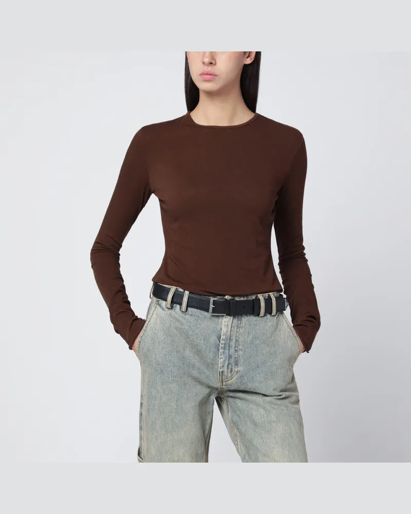 Entire Studios Brown crewneck cotton-blend top Brown