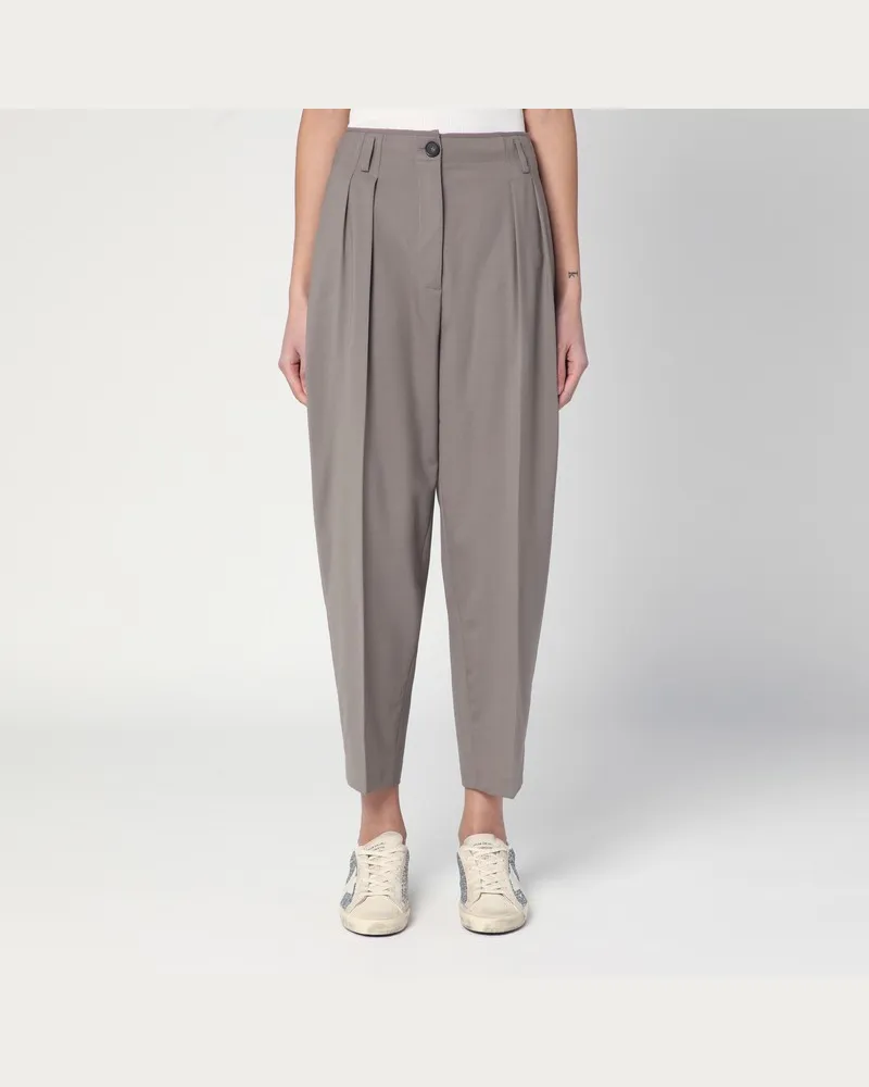 Erika Cavallini Hose in Taupe aus Wollmischung Braun