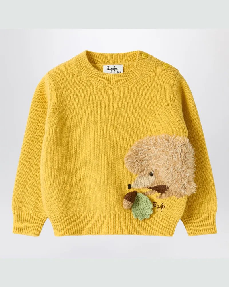 Il Gufo Gelber Wollpullover mit lockiger Struktur Yellow