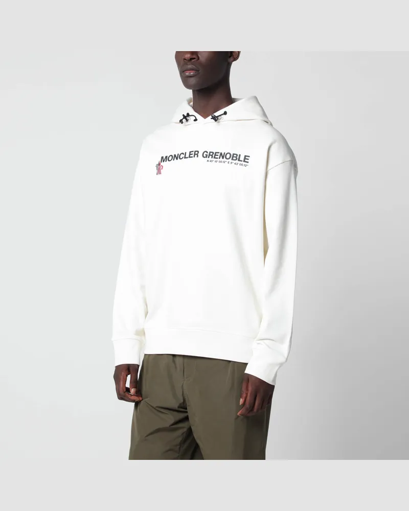 Moncler Weißes Kapuzen-Sweatshirt aus Baumwolle mit Koordinaten White