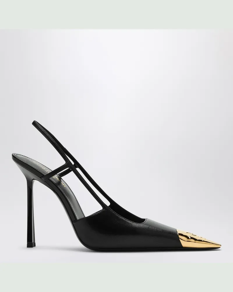 Saint Laurent Jeanne Slingback-Pumps aus schwarzem Leder Black