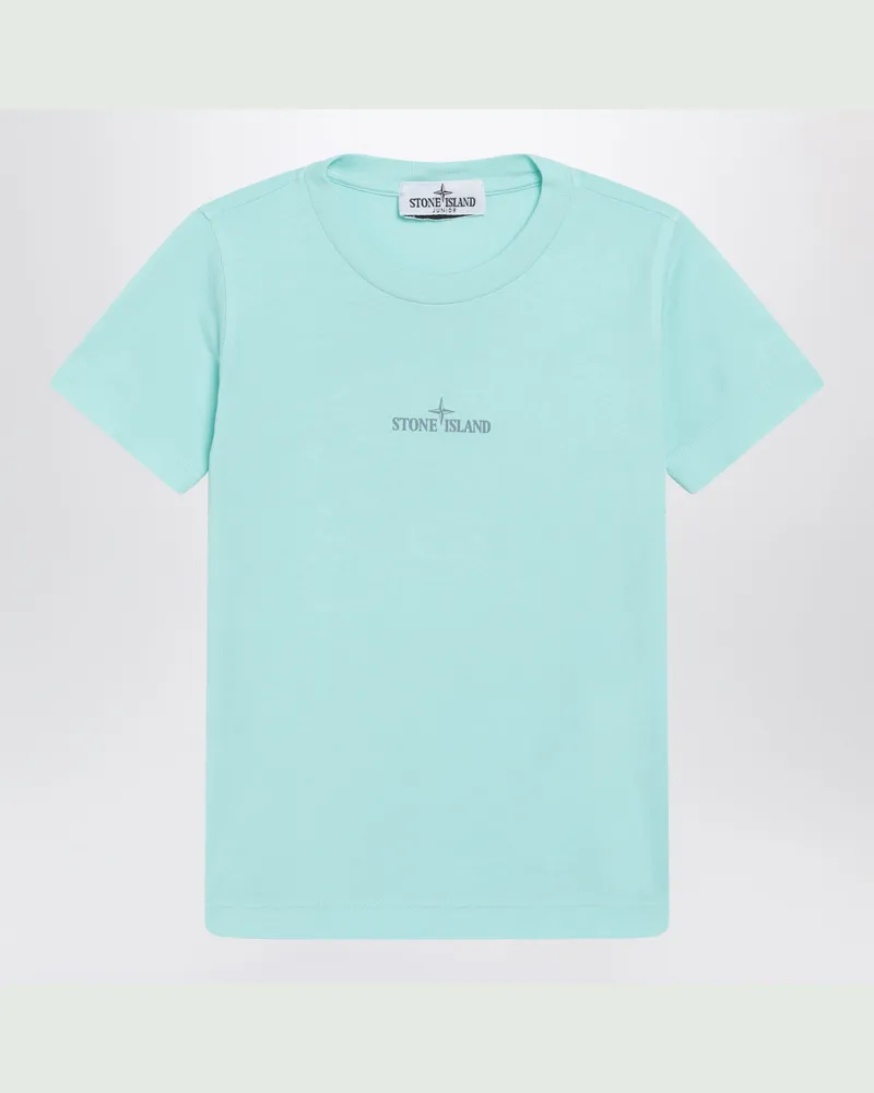 Stone Island Aquablaues T-Shirt mit Logo-Print Light