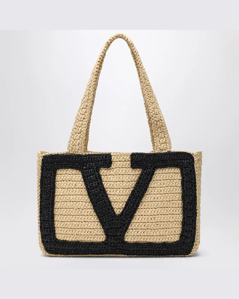 Valentino Garavani Viva Superstar Crochet mittelgroße Tasche natur/schwarz Beige