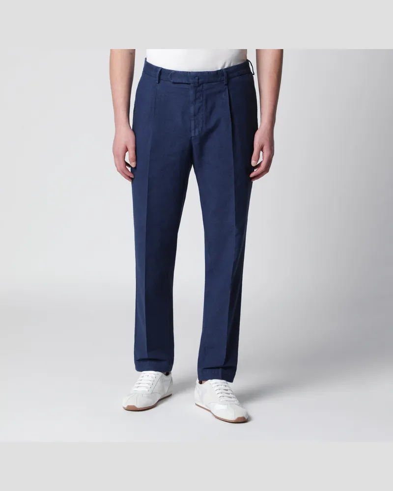 Biagio Santaniello Blaue Hose aus Baumwolle und Leinen Blue