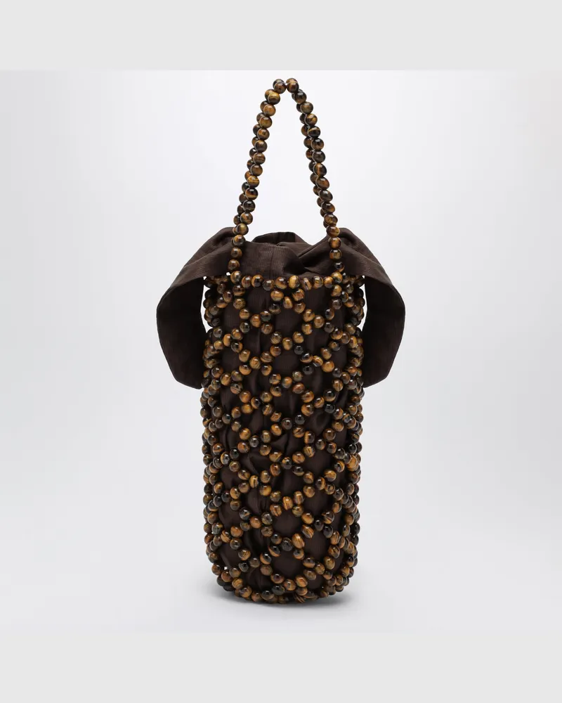 CORDERA Handtasche in Braun mit Perlen Brown