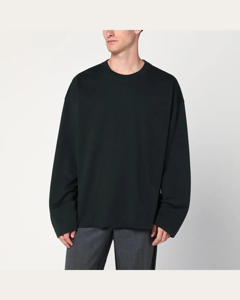 Dries van Noten Flaschengrüner Baumwollpullover Mehrfarbig