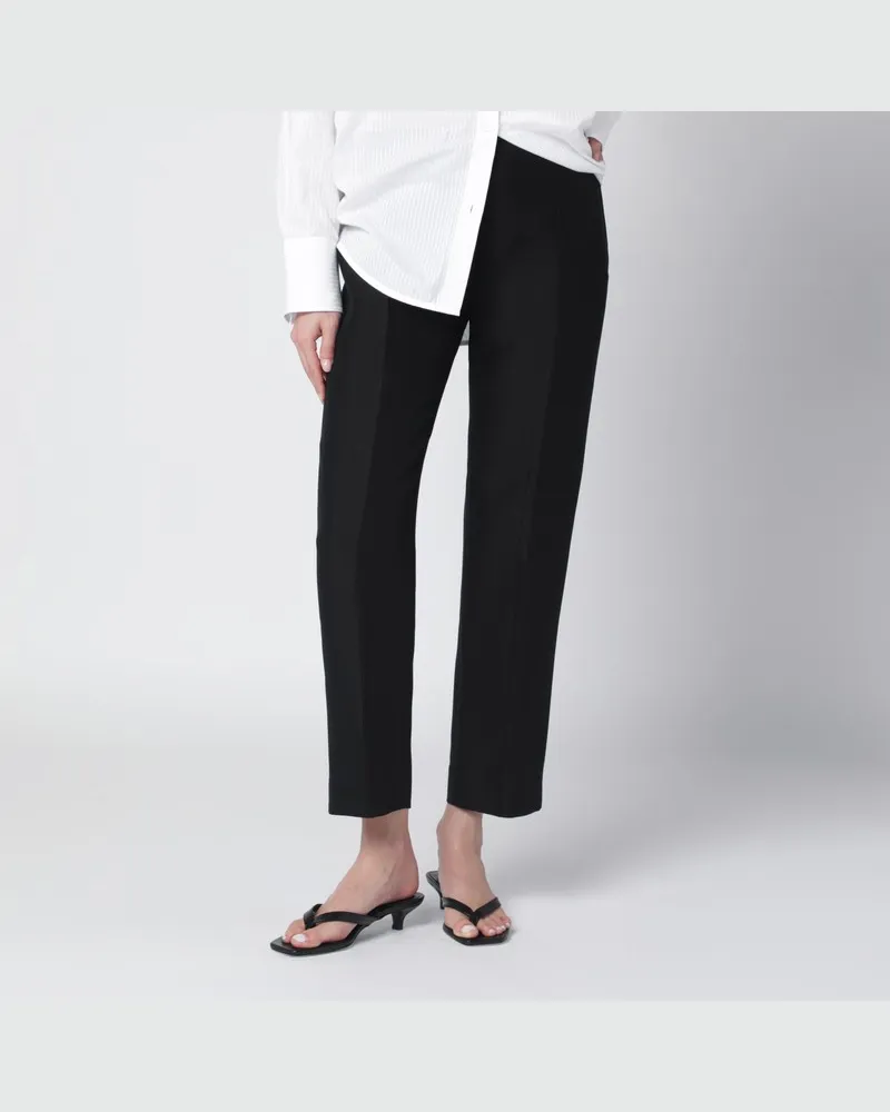 Totême Schwarze Hose aus Wolle und Seide Schwarz