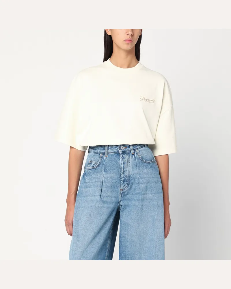 Jacquemus Hellbeiges boxy T-Shirt mit Logo Beige