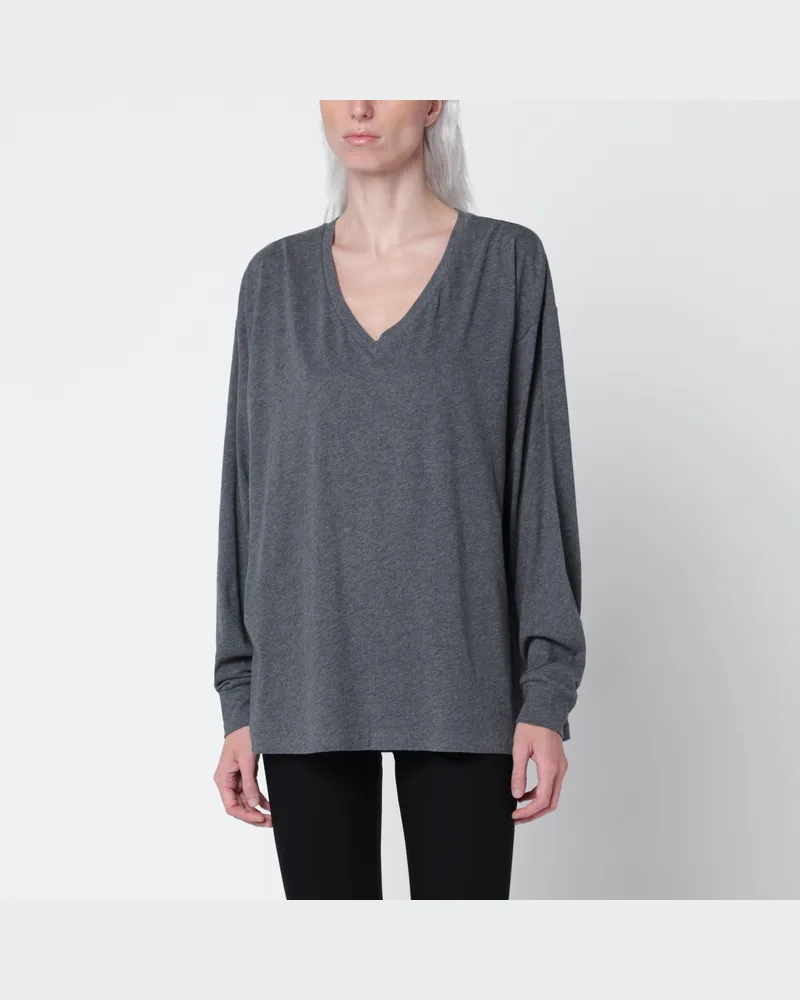 The Row Langarm-T-Shirt Birket in Anthrazit aus Baumwolle Grey