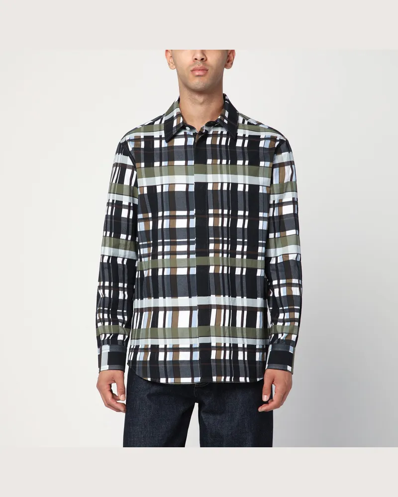 Bottega Veneta Hemd mit Karomuster in Grün/Schwarz/Weiß Green