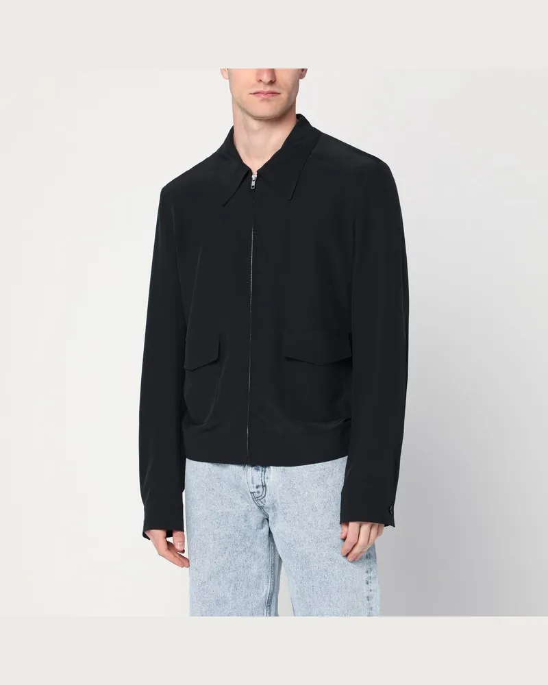 Maison Margiela Schwarze Jacke mit Reißverschluss aus Seide Schwarz