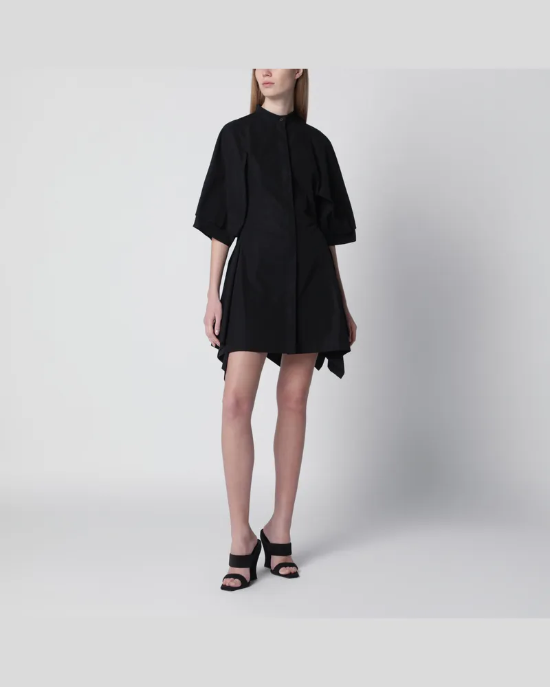 Alaïa Kurzes Panelkleid aus Baumwollpopeline in Schwarz Black
