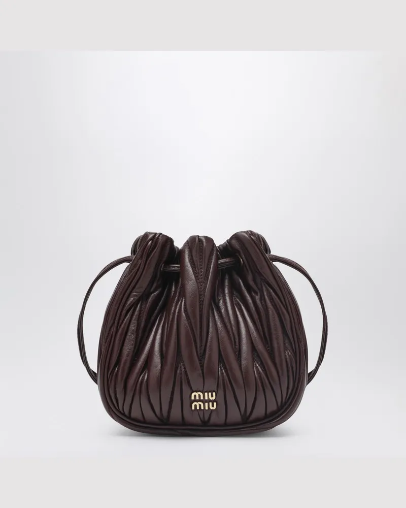 Miu Miu Bordeauxrote Clutch aus gestepptem Nappaleder Burgunderrot
