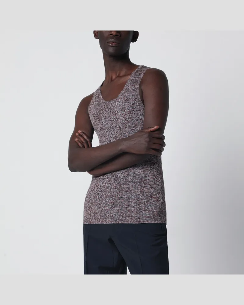 Prada Geripptes Tanktop mit blauem/braunem Muster 
