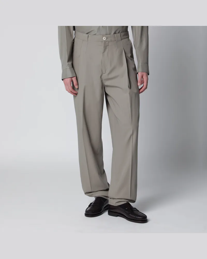 Brunello Cucinelli Hose mit Bundfalten aus Baumwoll-Twill in Khaki Green
