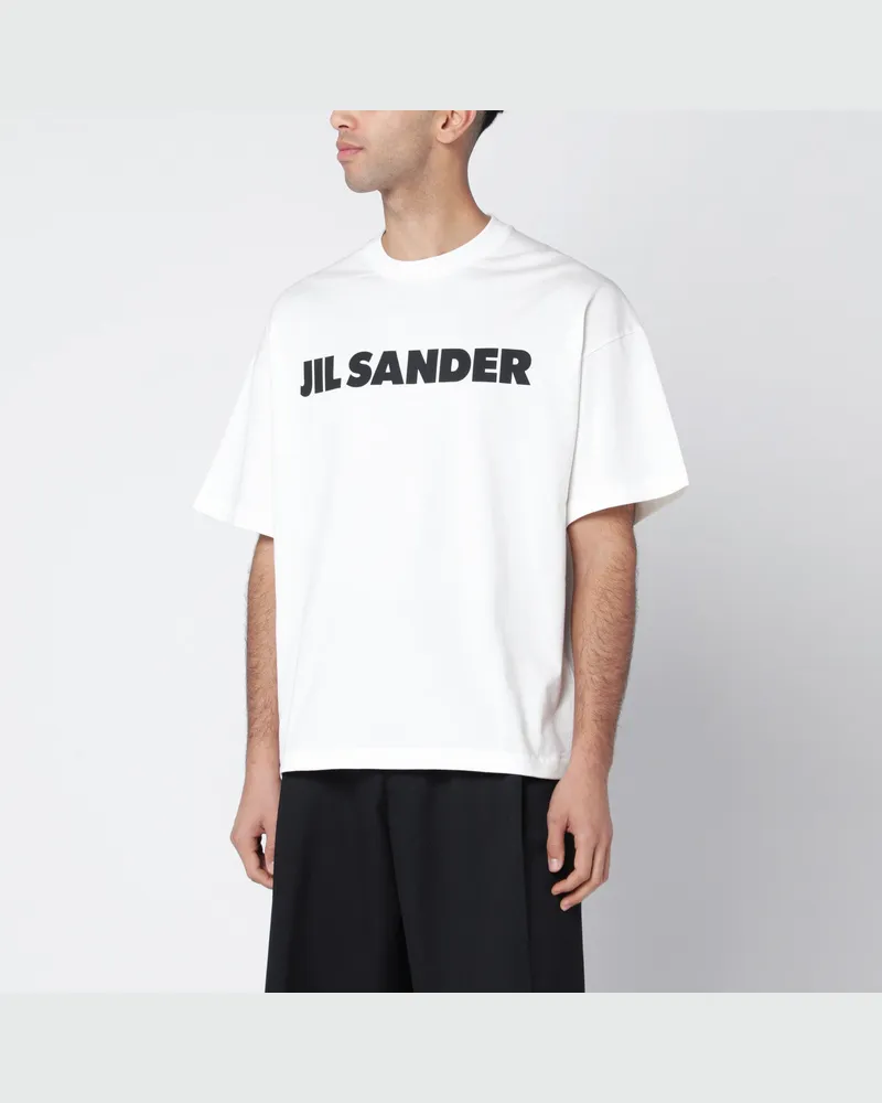Jil Sander Weißes Boxy-T-Shirt mit Logo White