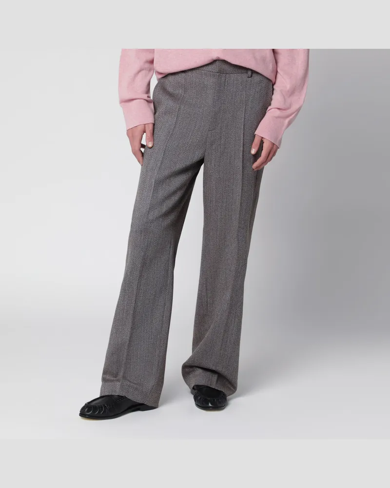 Séfr Beige melierte sartoriale Hose aus Wolle Beige