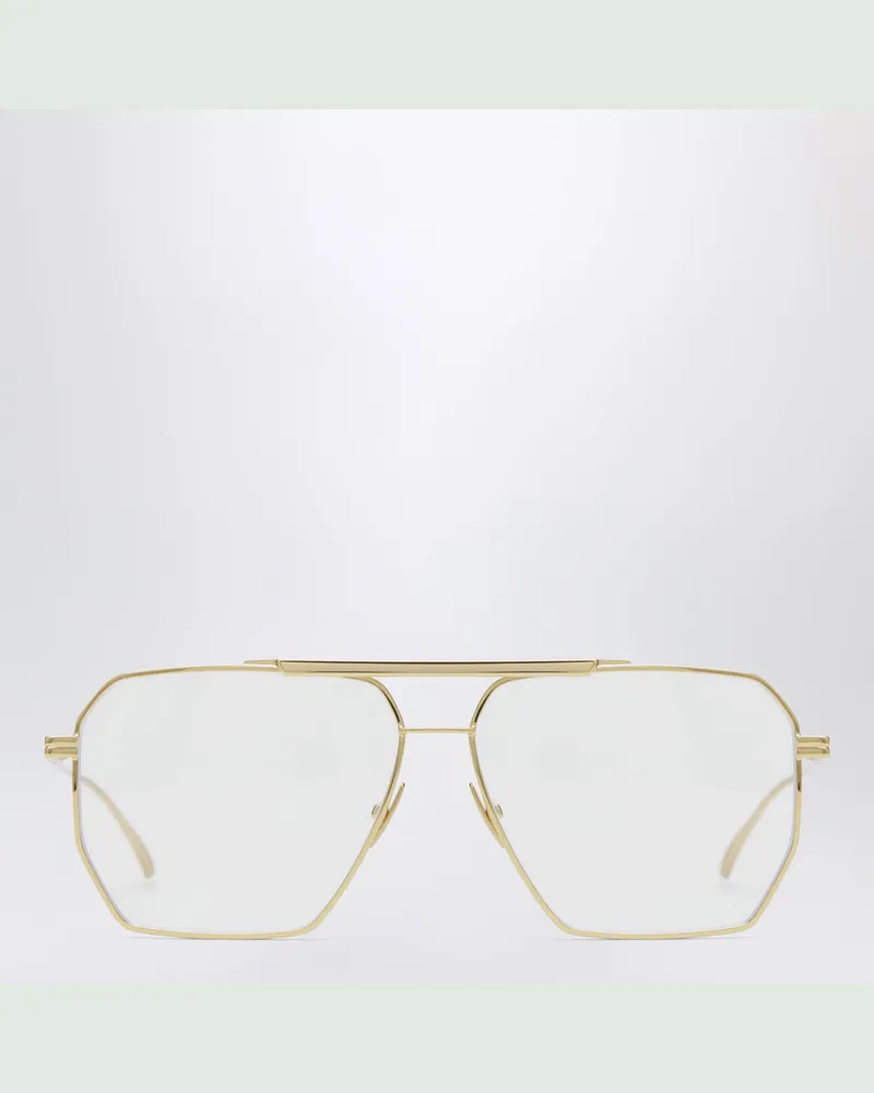 Bottega Veneta Klassische Aviator-Sonnenbrille aus goldfarbenem Metall Transparent