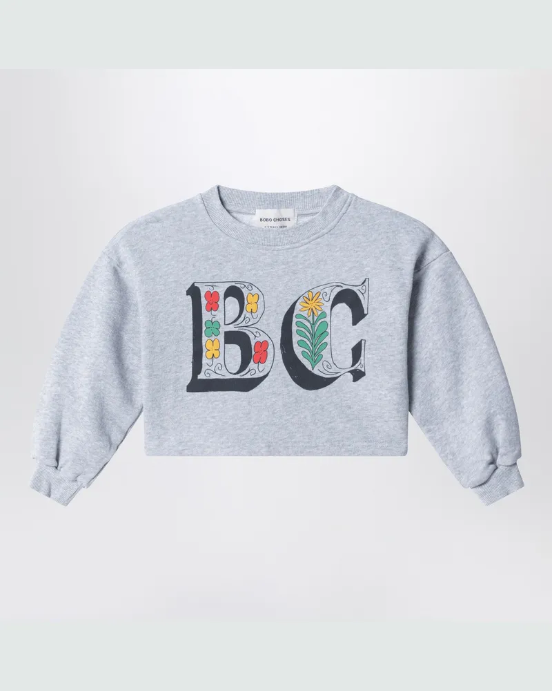 BOBO CHOSES Spring Letters Cropped-Sweatshirt in grauem Mélange Grey