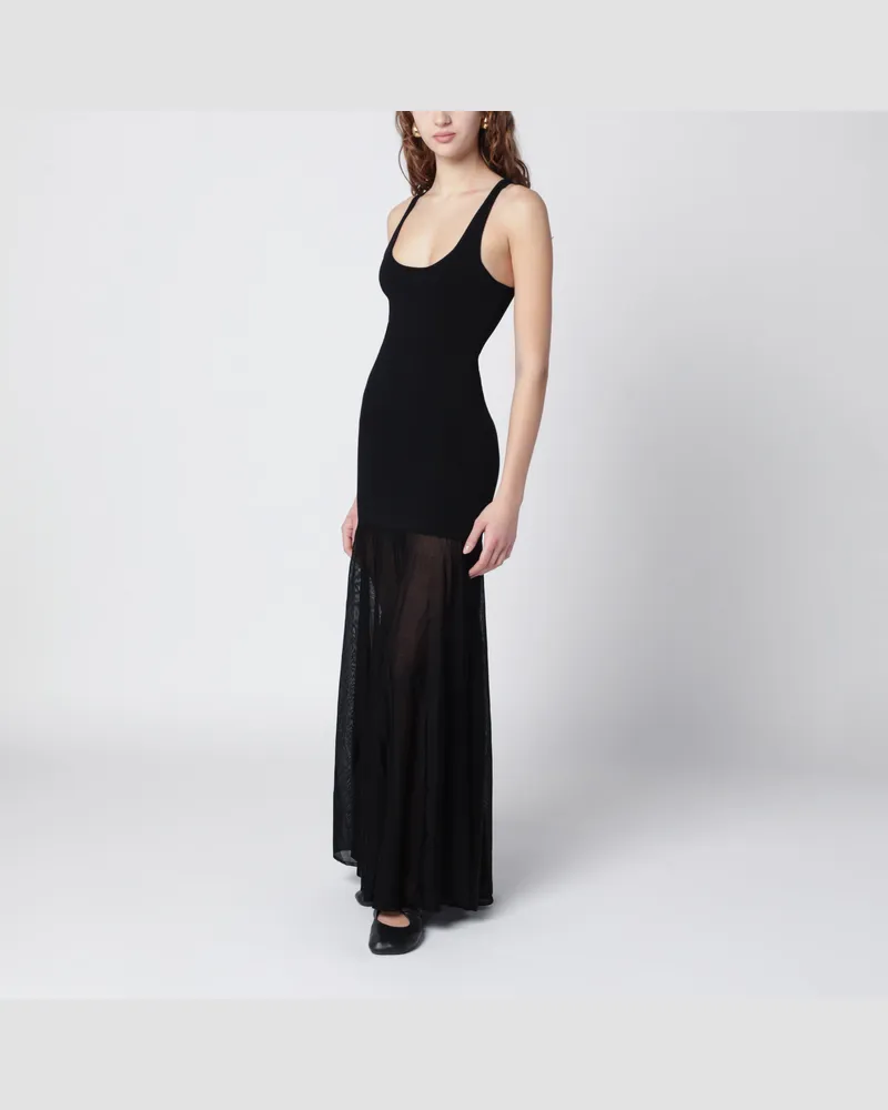 Totême Schwarzes Langes Kleid Aus Viskosestrick Black