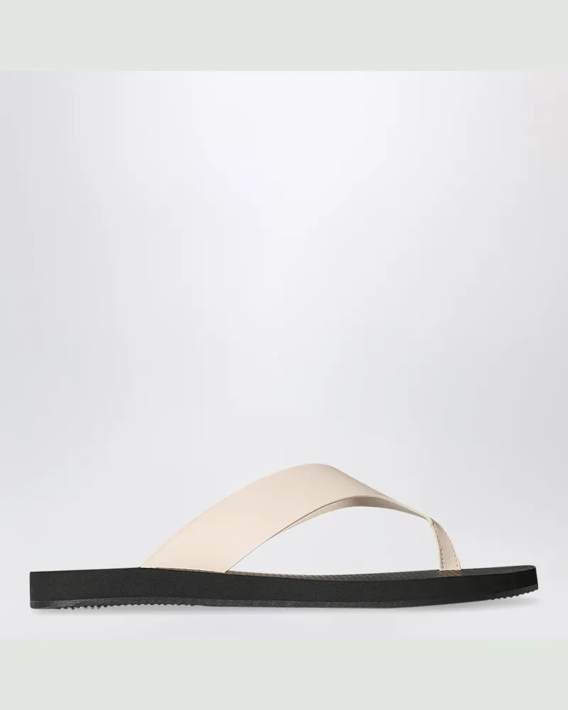 The Row Zehentrenner-Sandale Ginza aus Kalbsleder in Elfenbein/Schwarz White