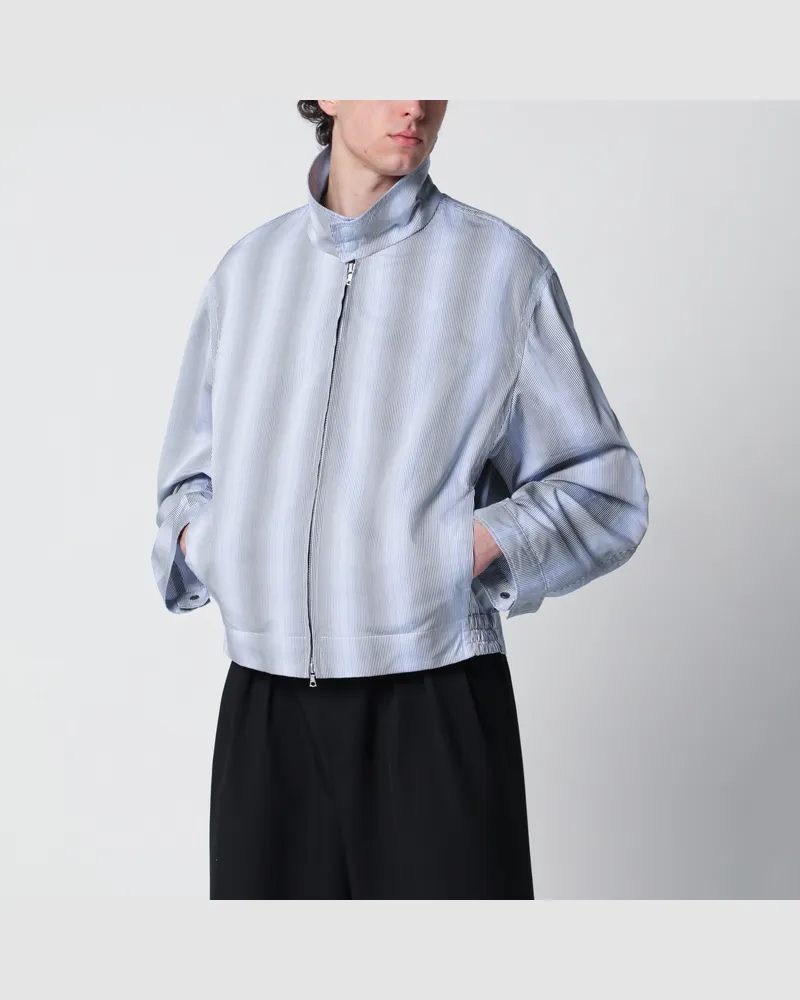 Dries van Noten Jacke mit Reißverschluss und strukturierten Streifen Blue