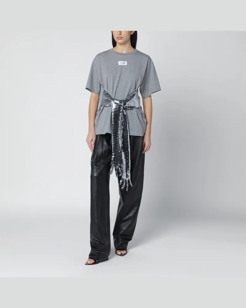 Maison Margiela Graumeliertes Baumwoll-T-Shirt mit Handschuhen Grau