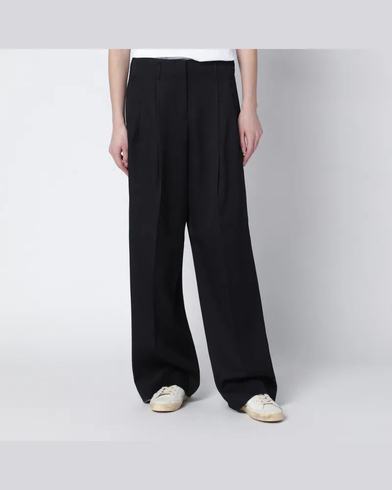 Golden Goose Weite schwarze Wollhose Black