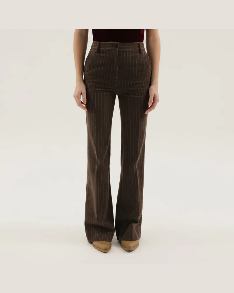 1989 STUDIO Braun gestreifte Schlaghose Brown