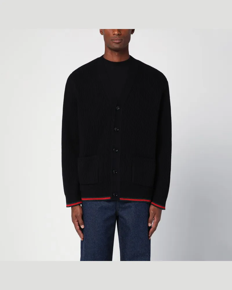 Gucci Schwarze Strickjacke aus Wolle und Kaschmir Schwarz