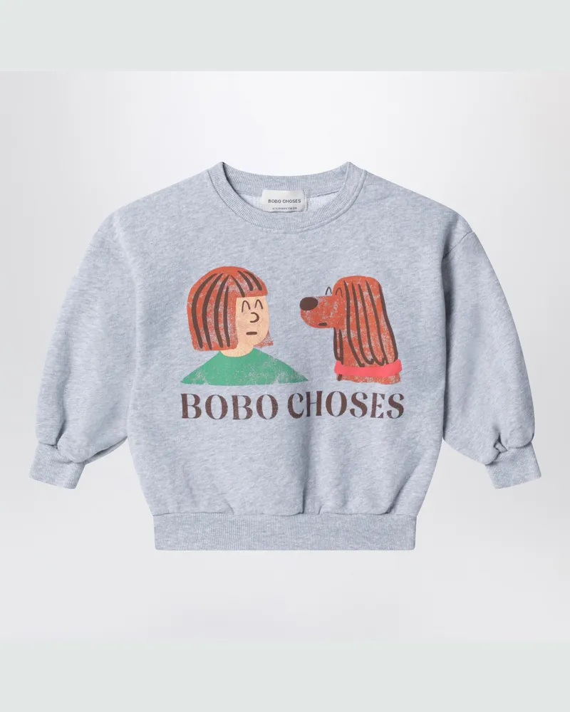 BOBO CHOSES Friends in a Pickle Sweatshirt in grauem Mélange Grey