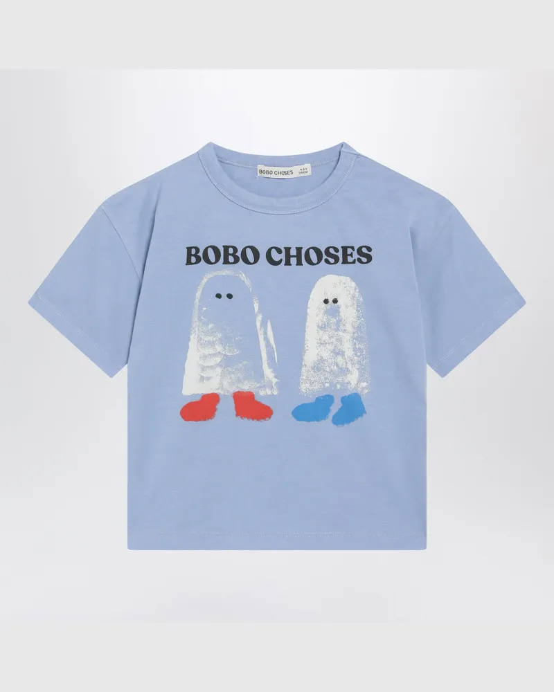 BOBO CHOSES Booty Ghosts short-sleeved T-shirt in light blue cotton Light