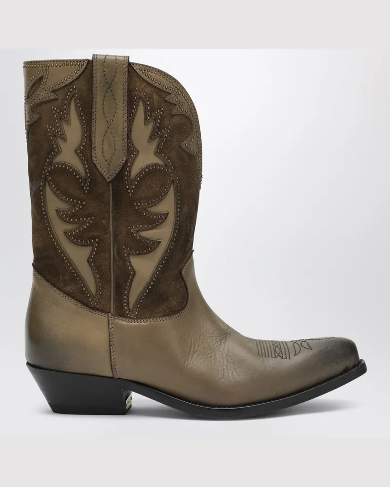 Golden Goose Wunschstern Stiefel aus khakifarbenem Leder und Wildleder Grün